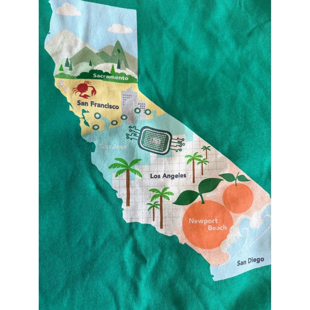 California State‎ Map Graphic T-Shirt Green Mens Short Sleeve Tee Souvenir